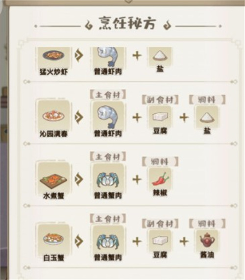 解忧小村落食谱有哪些 菜谱配方一览