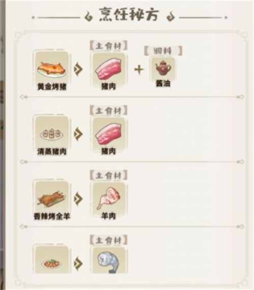解忧小村落食谱有哪些 菜谱配方一览