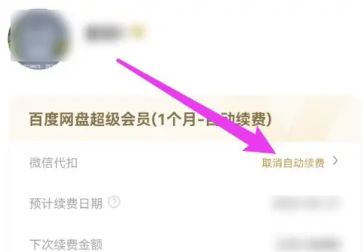 《百度网盘》自动续费取消方法